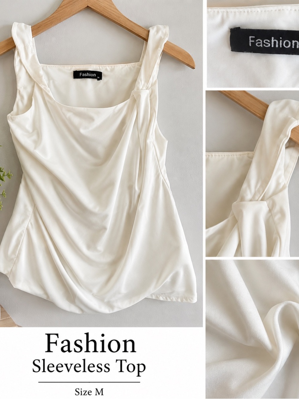 Fashion Brand Company Cream Draped Tank Top